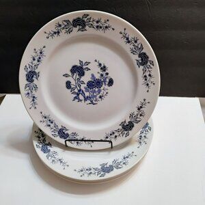 Vintage Blue Meissen Dinner Plates Set of 4 Porcelain 10.5" Chinoiserie Decor